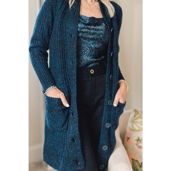 Cabi Women's Sweater Long Sleeve Cozy Warm Knit Blue Large - Picture 3 of 8